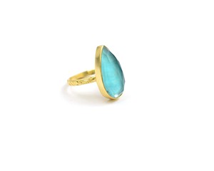 Meilleure vente bague Boho faite à la main pierre précieuse naturelle doublet pierre de naissance réglable avec finition dorée pierre à facettes coupée - Product Image 5