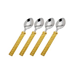 Soup Spoon <b>Set</b> with Gold Round Embossed Handle Gold Plated <b>Tea</b> Spoon Gold Plated Silver Plated Coffee <b>Tea</b> <b>Set</b> - Product Image 1