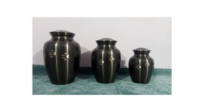 BRASS ANTHRECITE GREY PET PAW FUNERAL SUPPLIES American Style Pet Urn Brassworld India - Product Image 3