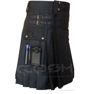 Poches Cargo de meilleure qualité, fournisseur de Kilt de coton utilitaire du Pakistan, nouvel arrivage, vente à chaud, Kilts noirs utilitaires personnalisés - Product Image 1
