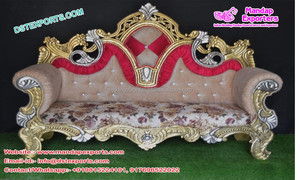 Juego de sofás de madera para boda real, conjunto de sofás tallados de Metal blanco y dorado de lujo, Estilo clásico - Product Image 4