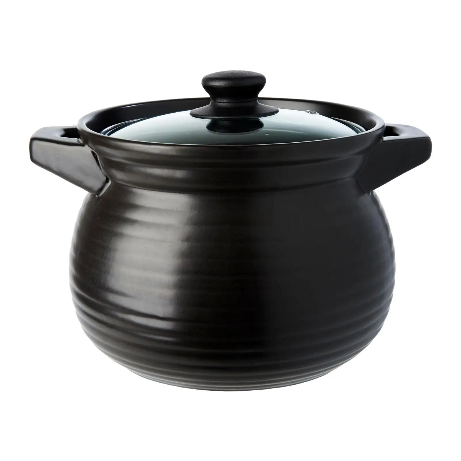 4L Black Color Ceramic Stew Soup Pot With Pot Cover Diameter 22.5 H16.5cm Heats up faster and retains heat much longer