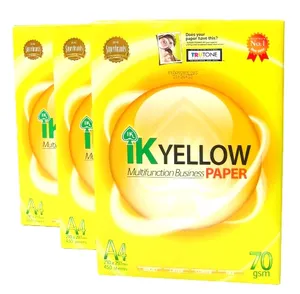 IK papier copieur jaune A4 80gsm papier double a polyvalent a4/ikplus papier de copie