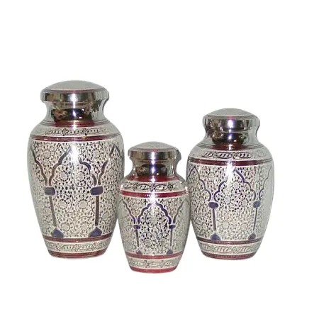 Conjunto de 3 urnas de alumínio para cremação com urnas humanas de formato redondo de qualidade premium de diferentes tamanhos à venda