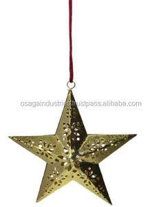 HIGH QUALITY METAL GOLDEN NEW DESIGN CHRISTMAS HANGING STAR ORNAMENT for <b>TREE</b> DECORATION HOME DECOR HOT SELLING STAR - Product Image 1