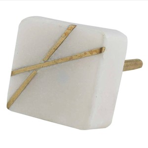 Perilla de piedra MARLBE Natural, tirador de cajón de latón, muebles de dormitorio, armarios de cocina, perillas de mango de piedra blanca de mármol - Product Image 2