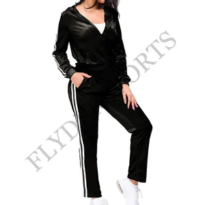 벨벳 tracksuit 여성 사용자 정의 로고 벨벳 땀 정장