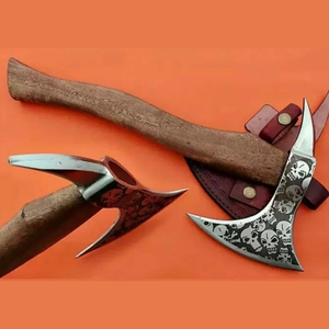 Hacha industrial DIY de acero de alto carbono 1095 con cabeza en relieve para diversas aplicaciones con mango de madera - Product Image 1