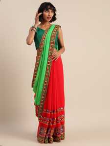 Bollywood Designer Saree Designer Miroir Travail Fleur Conception Doux Soie Tissu Impression Numérique Marron Couleur Sari avec Blouse Inde Vêtement - Product Image 5