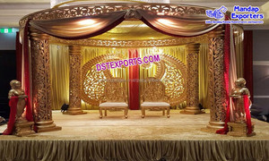 Exclusive Delizio FIJI Traditional Golden Round Wedding Mandap Set Elegant Vintage Portable Fiberglass Sparking Australia Sale - Product Image 2