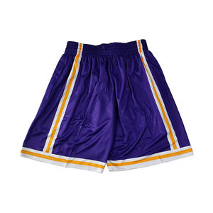 Shorts de basketball rétro 100 % polyester de haute qualité, personnalisés, taille mi-haute, broderie sergé, maille vintage, uniformes streetwear - Product Image 3