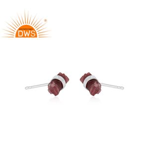 Fournisseur de bijoux en argent sterling avec tourmaline rose taille crayon, boucles d'oreilles clous pour femmes - Product Image 2