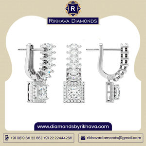 Pendientes de diamantes de oro blanco de 10K en línea con nuevo diseño Embalaje de regalo de lujo al mejor precio - Product Image 2