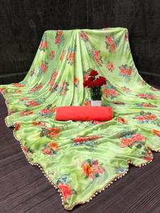 New Rich Look Most Attractive Wedding Wear Malai Digital Printed Saree with Blouse Piece Indian Women Wear Cheap Low Price Garment - Product Image 5