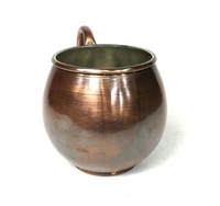 Tasse à café ou à thé en cuivre turc faite à la main, écologique, classique, aspect antique, couleur cuivre, 600 ml, avec poignée, design traditionnel authentique