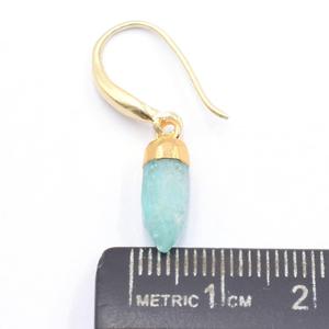 Amazonite 31-32 MM Small Spike Shape Earrings Brass with <b>Sterling</b> <b>Silver</b> Ear <b>Wire</b> Gold Electroplated 31 to 32 MM 10mmx10mmx10mm - Product Image 4