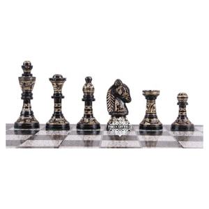 IndianArtVilla Ajedrez de latón coleccionable hecho a mano con piezas plateadas y negras-Artículo de regalo decorativo antiguo - Product Image 3