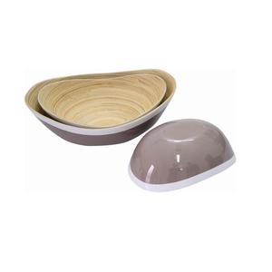Tazón de ensalada de fibra de bambú de alta calidad para servir, decorativo, al por mayor, para uso doméstico, juego de vajilla de madera, empaquetado en caja. - Product Image 2