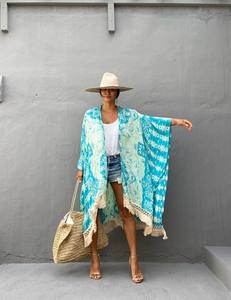 2023 prix de gros cravate teinture à la main 100% rayonne caftan robe de plage pour les vacances d'été maillots de bain Kimono Cardigans au prix de gros - Product Image 6