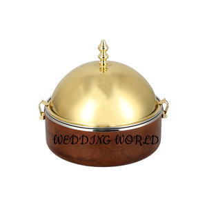 Calentador de Comida de Metal de Diseño Clásico y Elegante, Hecho a Mano con Acabado en Madera de Nogal, Calidad Premium - Product Image 4