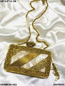 Designer Handmade Brass MOP <b>Clutches</b> Mother of Pearl Evening <b>Bags</b> <b>for</b> <b>Weddings</b> and Parties <b>for</b> Bridal and Bridesmaids - Product Image 6