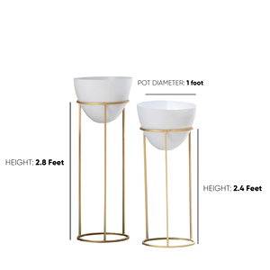 Soporte para plantas de exterior blanco y dorado hecho a mano de metal de la mejor calidad con fabricante de macetas, fábrica India - Product Image 2