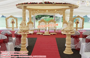 Mandap redondo tallado de fibra para boda, conjunto de Mandap dorado de diseño, de Cachemira, para boda, Alemania, nuevo - Product Image 2