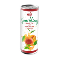 Meilleur prix Thé noir pétillant au jus de pêche du fournisseur OEM certifié HALAL à bas quantité minimale de commande 250ml canette de boisson gazeuse
