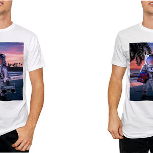 T-shirt blanc confortable pour hommes, design sur mesure, col ras du cou, Style décontracté, avec cravate et teinture, pour garçons - Product Image 4