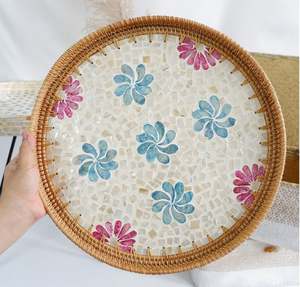 ที่ถูกที่สุดราคาแฮนด์เมดการออกแบบใหม่หวายถาดกับแม่ของตกแต่งบ้านมุก - Product Image 3