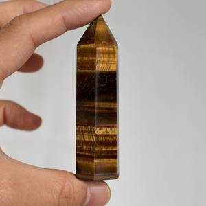 Oeil de tigre poli de qualité supérieure cristal tour Point obélisque nouveau crayon de pierres précieuses dorées Feng Shui tour d'oeil de tigre/oeil de tigre poli - Product Image 3