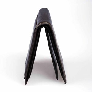 Portefeuille de poche en cuir véritable avec fonction antivol fermeture à glissière broderie et décoration de perles courte longueur - Product Image 5