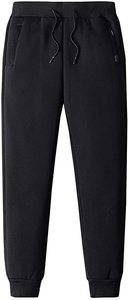 <b>Mens</b> Warm Fleece Lined Hiking Trousers Windproof Casual Solid Color Zipper Fly Trekking Trousers Softshell Sweatpants 100% cotto - Product Image 2