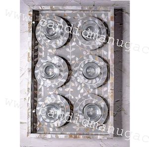 Diseño de lujo de bandeja de acrílico con bandeja de madreperla con plato árabe o platos de posavasos - Product Image 2