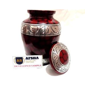 Impression de pied bleu cendres funéraires humaines adultes urne funéraire belle métal laiton/aluminium Style américain/européen pour le stockage - Product Image 5