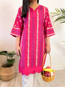 Shalwar Kameez de Algodón, Lino, Viscosa, Seda y Rayón - Kurtis de Primera Calidad con Bordado Indio-Pakistaní para Mujer - Amarillo Casual para Fiesta - Product Image 4