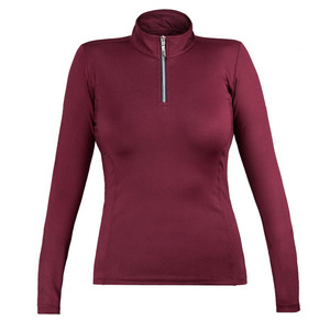 Camiseta de secado rápido con logotipo personalizado para mujer, capa Base para montar a caballo, manga larga, media cremallera, carreras ecuestres - Product Image 5