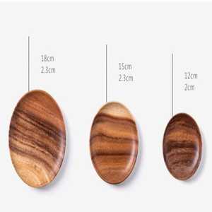 ถาดเสิร์ฟไม้กระถินณรงค์ธรรมชาติ NOORBABA ชามขัดเงาสีงาช้าง ของตกแต่งรักษ์โลก สไตล์โบราณ งานศิลปะสะสม - Product Image 1