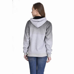 Sudadera con capucha para mujer, de gran tamaño, con cremallera y cordón grueso, color gris, alta calidad - Product Image 3