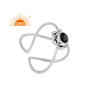 การออกแบบวินเทจแหวนเงินผู้จัดจำหน่ายเครื่องประดับพลอยธรรมชาติสีดำนิลแหวนเครื่องประดับผู้ค้าส่ง - Product Image 2