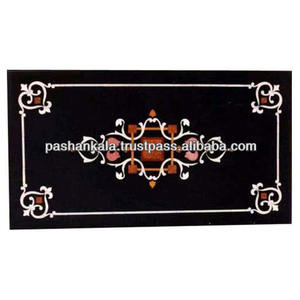 Ensemble de Table à manger en pierre de marbre italien, haut massif incrusté - Product Image 1