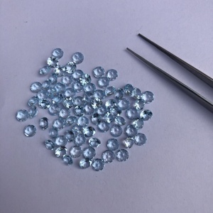 Piedra preciosa suelta de corte redondo facetado de Topacio azul cielo Natural de 4mm en línea para fabricación de joyería collar pulsera anillo colgante DIY - Product Image 2