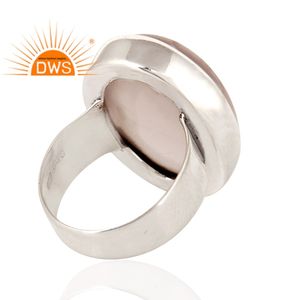 Fournisseur de bagues en pierre de quartz rose ronde, bague en argent sterling 925 poli, bague statement, bijoux fins, collection classique - Product Image 3