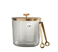 Sceau à glace de luxe en verre nordique et métal doré, nouveau seau à glace italien fait à la main avec pince à glace