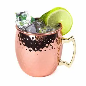 Latest Design Multiuse Hammered Pure Copper Cups And Mugs 16 Oz Natural Polished Moscow Mule Copper Mug For Drinking