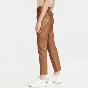 Wholesale PIHA SPORTS Custom Wet Look 100% Genuine Cowhide Leather Skinny Leggings Shaping Butt Push Trousers for Women Winter - Product Image 3