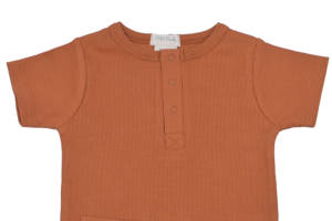 Pelele corto de algodón orgánico y LICRA para bebé, ropa de pijama de color sólido de manga corta para recién nacido con diseño personalizado - Product Image 5