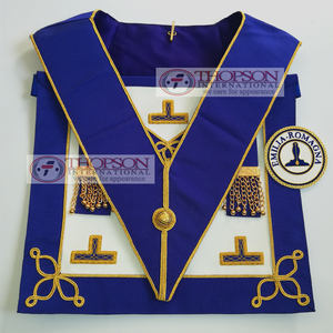 Masonic Regalia Craft Provincial Full Dress Collar Embroidered <b>Leather</b> <b>Apron</b> with Fabric Embroidery Patch Custom Masonic Regalia - Product Image 3