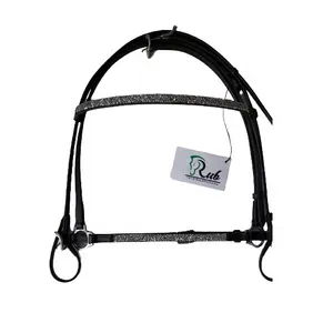 Bridas de caballo de cuero negro islandés muy cómodas, venta completa, Color de cristal de roca, tasa de disponibilidad de piedra, Caballo Blanco alto - Product Image 1