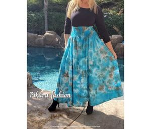 Nueva ropa informal de moda bohemia de verano para mujer falda con tinte de corbata Natural hasta el suelo sostenible respetuoso con el medio ambiente - Product Image 1